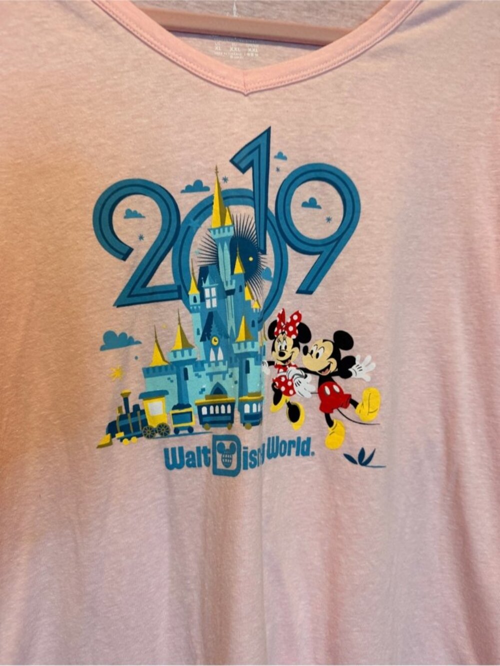 Walt Disney World Parks Light Pink 2019 Castle V-Neck Top - Picture 4 of 6